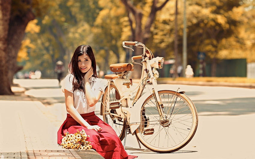 Bicycle, cycling women HD wallpaper
