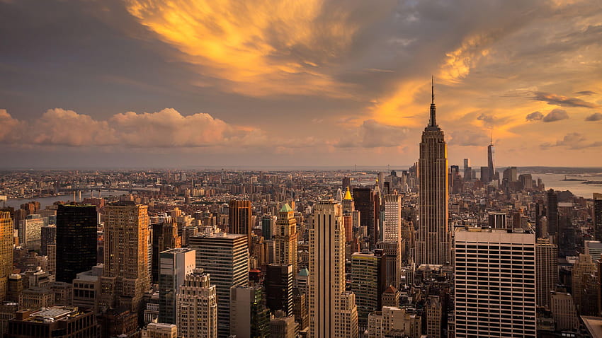 New York City Manhattan Sunset Ultra, modern city HD wallpaper