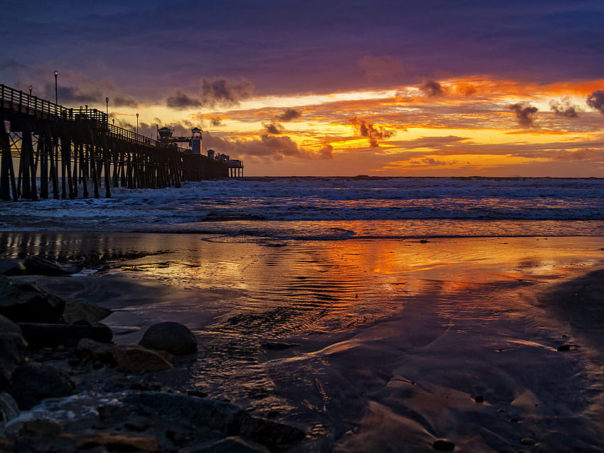 Sunset Oceanside Coastal City In California Known By Harbor Harbor Beach Ultra For Mobile Phones And Laptop 3840x2400 : 13 HD wallpaper