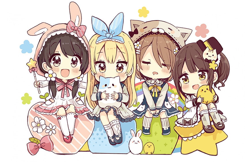 2560x1700 Anime Girls, Chibi, Cute, Friends for Chromebook Pixel, chromebook anime girl HD wallpaper