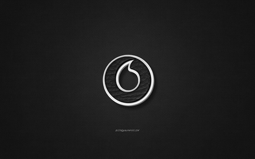 Vodafone leather logo, black leather texture, emblem, Vodafone, creative art, black background, Vodafone logo with resolution 2880x1800. High Quality HD wallpaper