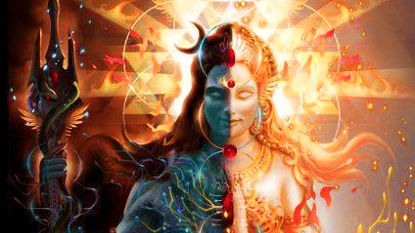 of God Ardhanarishvara Shiva and Parvati HD wallpaper