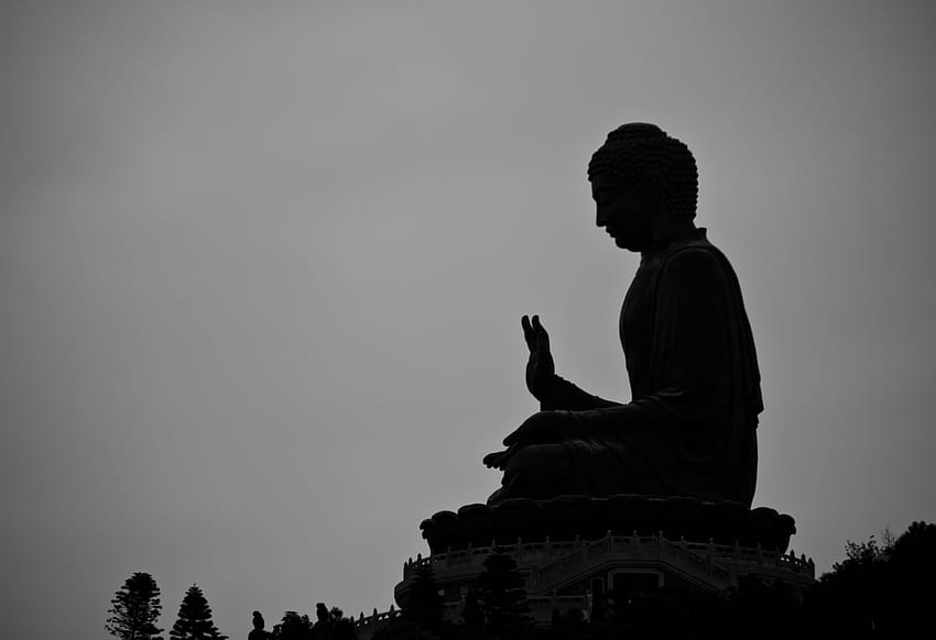 buddha black and white HD wallpaper