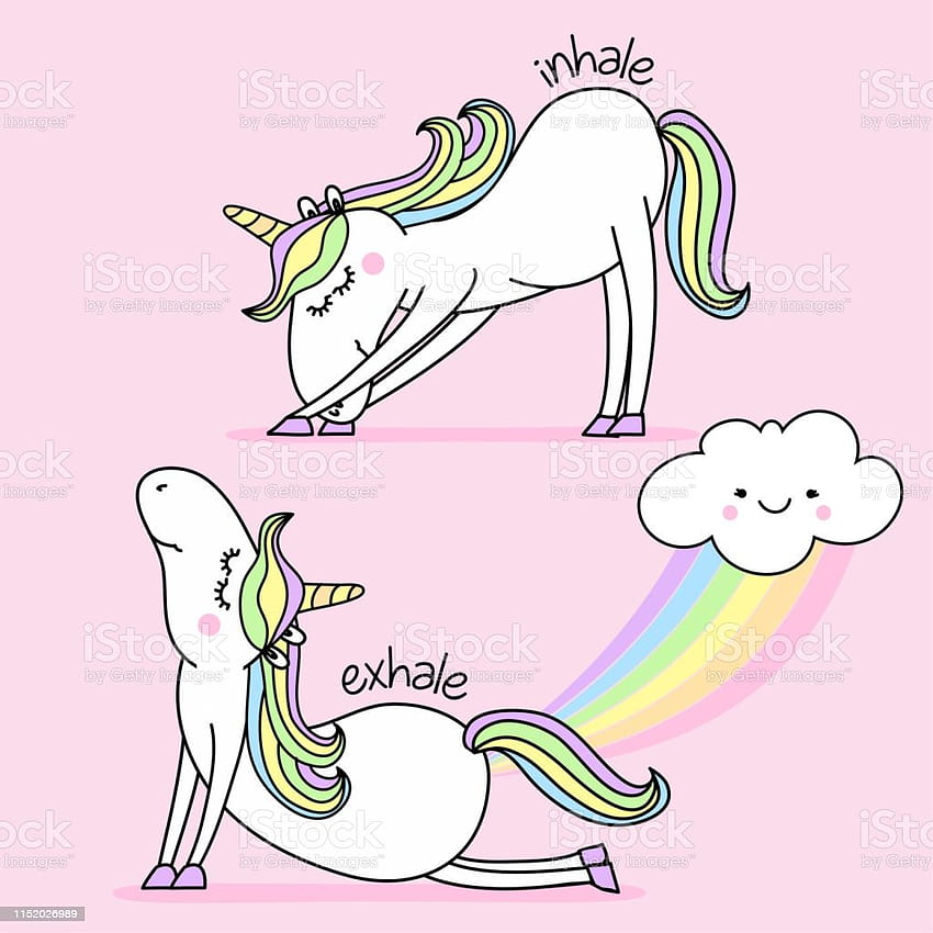 Издишайте Вдишайте Namaste Fart Rainbow Stock Illustration, моят еднорог пърди дъги през целия ви ден HD тапет за телефон