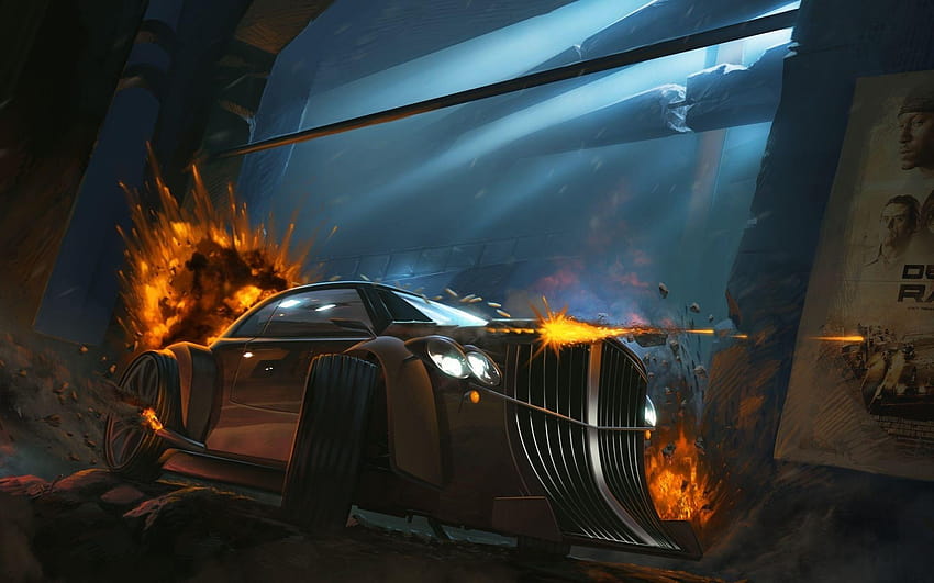 Fire Art explosions car death race cars vehicles, fire cars HD wallpaper