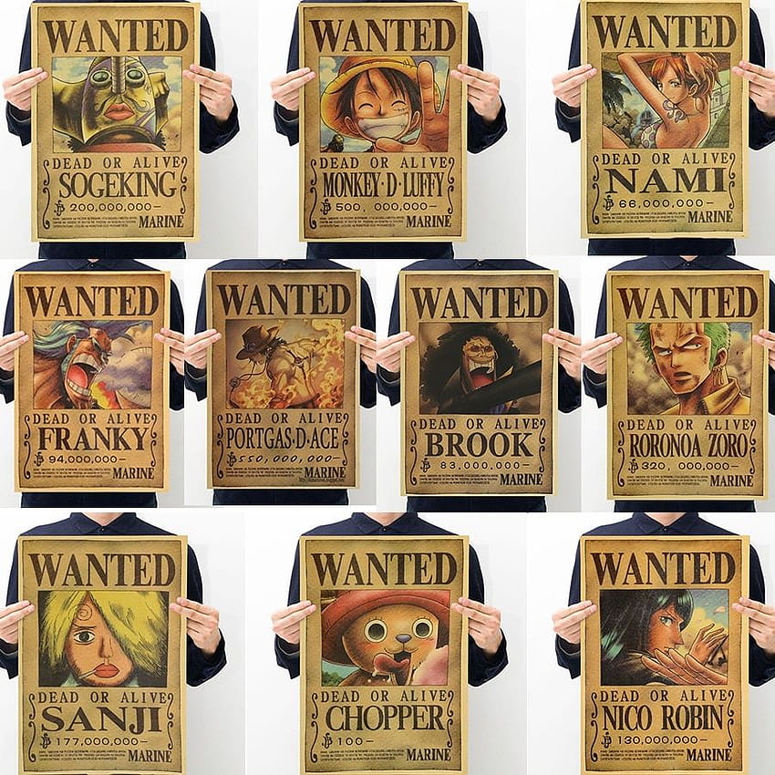 10pcs One Piece Action Figure Wanted ...aliexpress · Stok tersedia, luffy want poster wallpaper ponsel HD