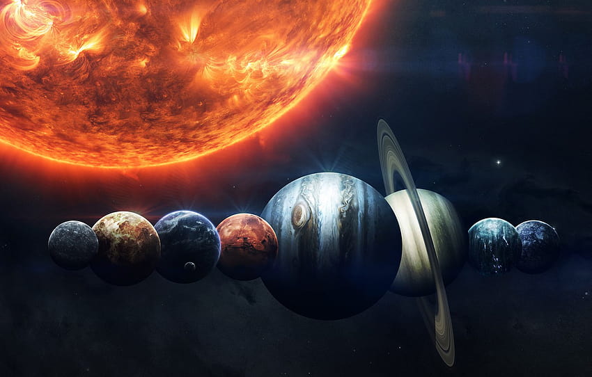 Il sole, Saturno, La luna, Spazio, Stella, Terra, Pianeta, Luna, Marte, Giove, Nettuno, Mercurio, Venere, Pianeti, Saturno, Spazio , sezione космос, pianeta nettuno Sfondo HD