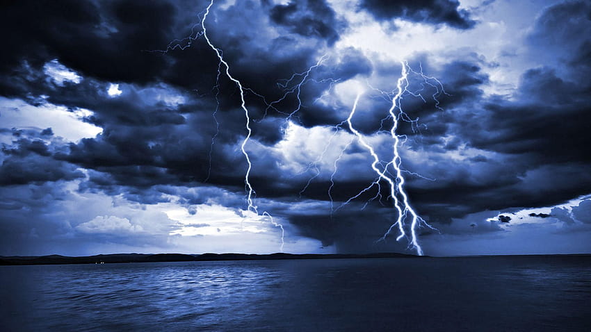 Sturmwolken Blitze, Gewitter Palmenhimmel HD-Hintergrundbild