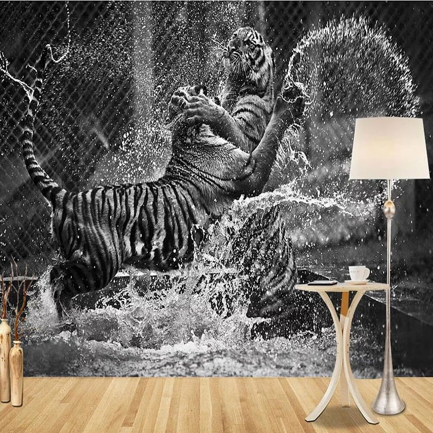 Стенопис по поръчка на Милофи Европейско модерно абстрактно минималистично изкуство черно-бели тигрови фонове декорация на стена HD тапет за телефон