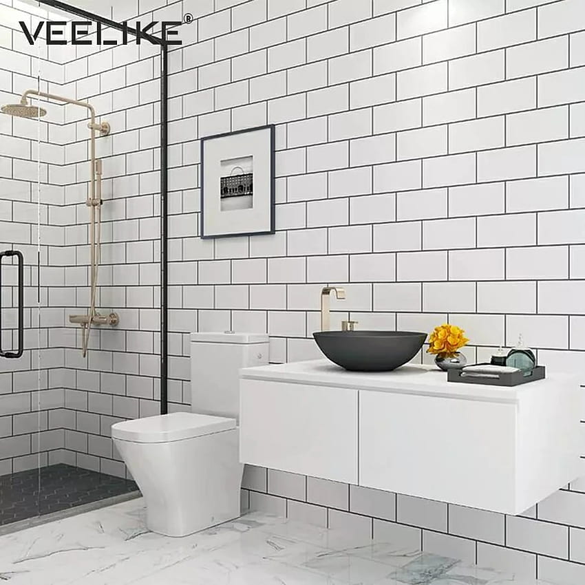 Vinil autoadesivo à prova d'água faça você mesmo em pvc para cozinha backsplash azulejo banheiro sala de estar quarto decoração de casa papel de parede Papel de parede de celular HD