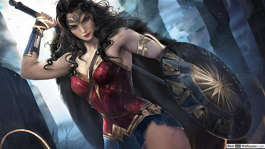 Wonder Woman con scudo, scudo di Wonder Women Sfondo HD