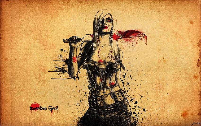 Zombie Girl by JusticeBleeds, anime zombie HD wallpaper