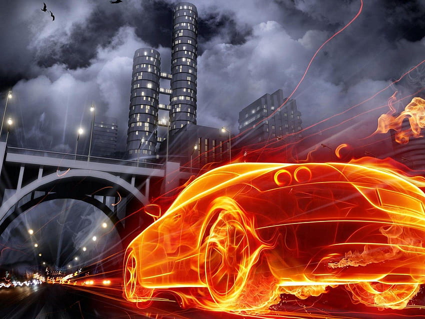 Burning Car Backgrounds : : High, burning city background HD wallpaper