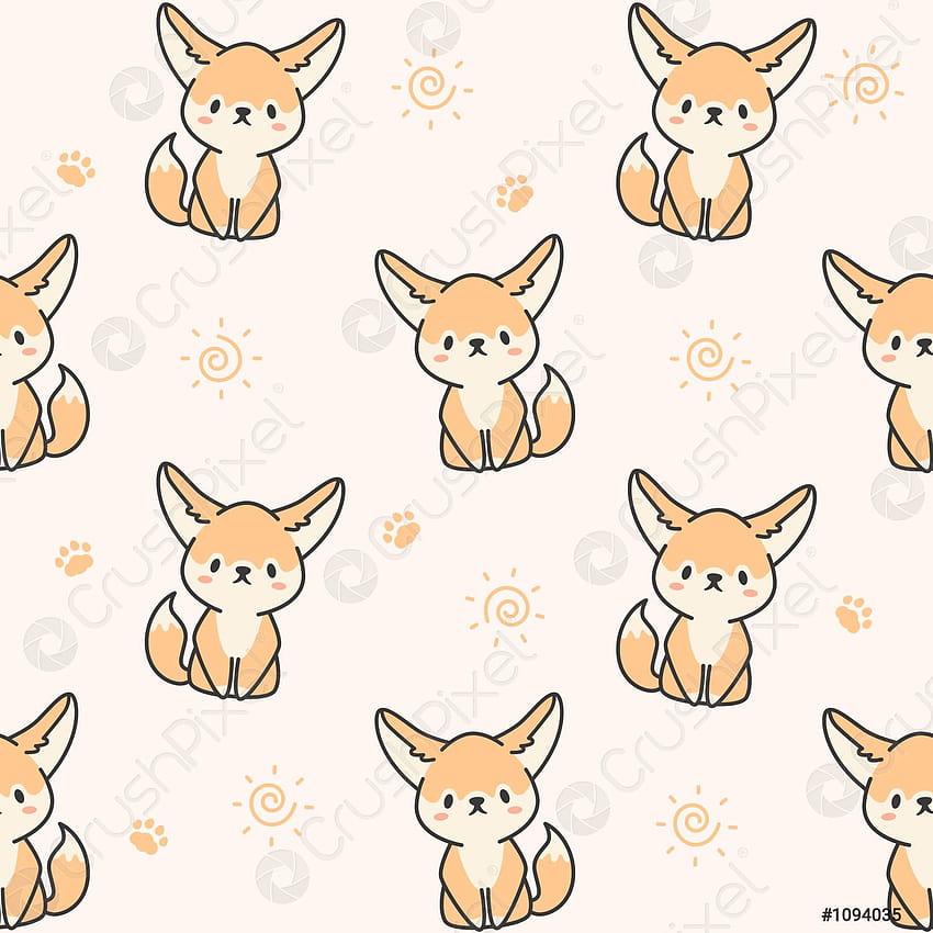 Cute fennec fox seamless pattern backgrounds, kawii fox HD phone wallpaper