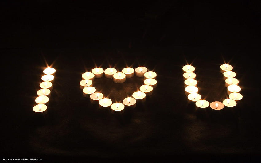 kocham cię płonące świece światło świecy noc panoramiczny Tapeta HD