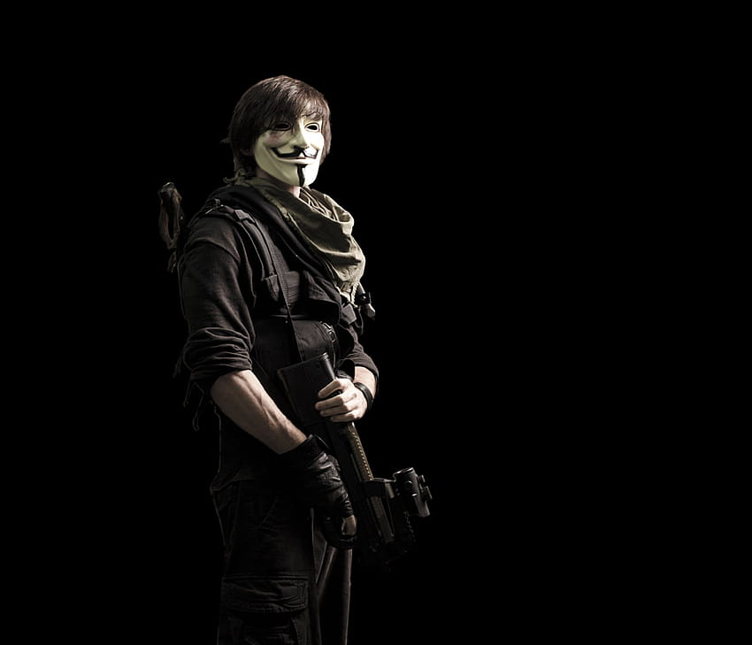 Anonymous, guns, P90, masks, Guy Fawkes :: Backgrounds, anon mask HD wallpaper