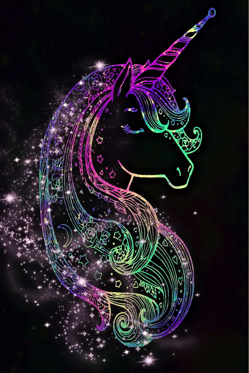 Neon Shimmer Unicorn Galaxy, unicornio de neón fondo de pantalla del teléfono