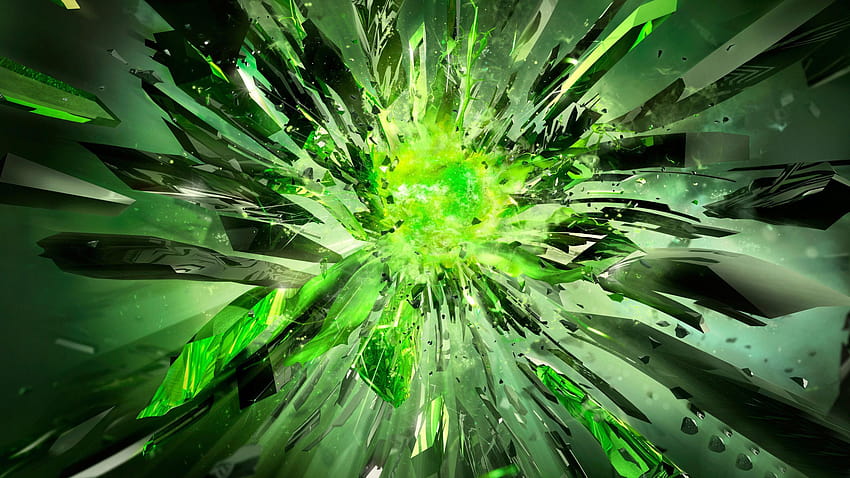 Green shattered glass HD wallpaper