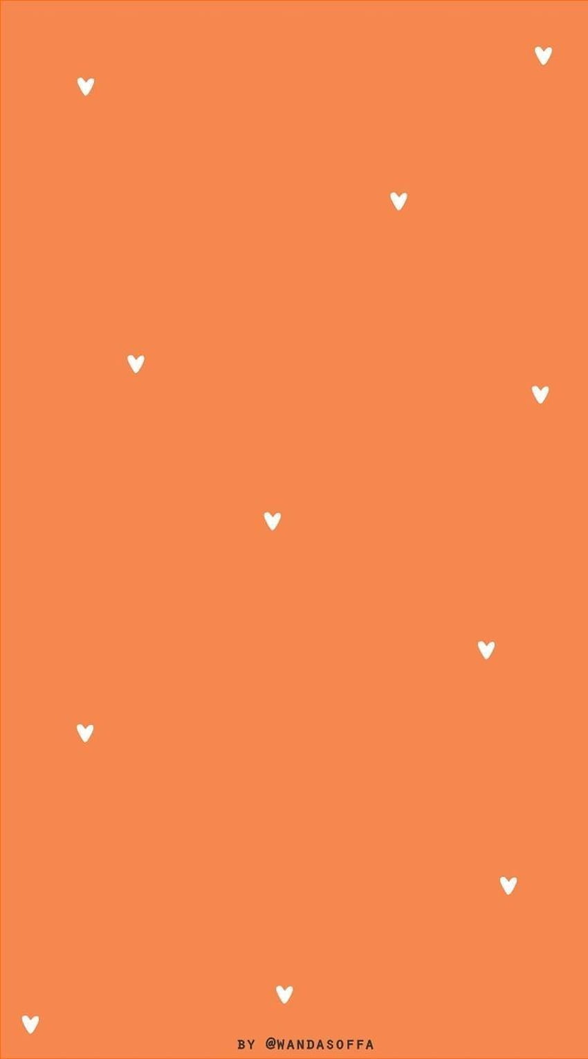 Orange Heart iPhone, estética de corazón naranja fondo de pantalla del teléfono