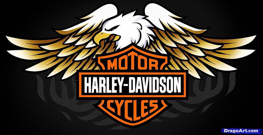 logo harleya davidsona, logo silnika w tle harleya Tapeta HD