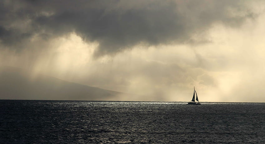 STORM weather rain sky clouds nature sea ocean waves sailing boat, sailing boat ocean HD wallpaper
