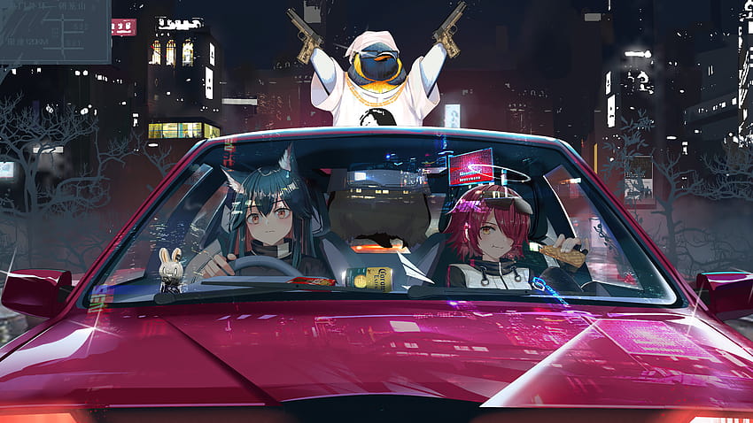 343291 Car, Driving, Texas, Exusiai, Arknights, Anime Girls, Video Game, Emperor, anime cars HD wallpaper