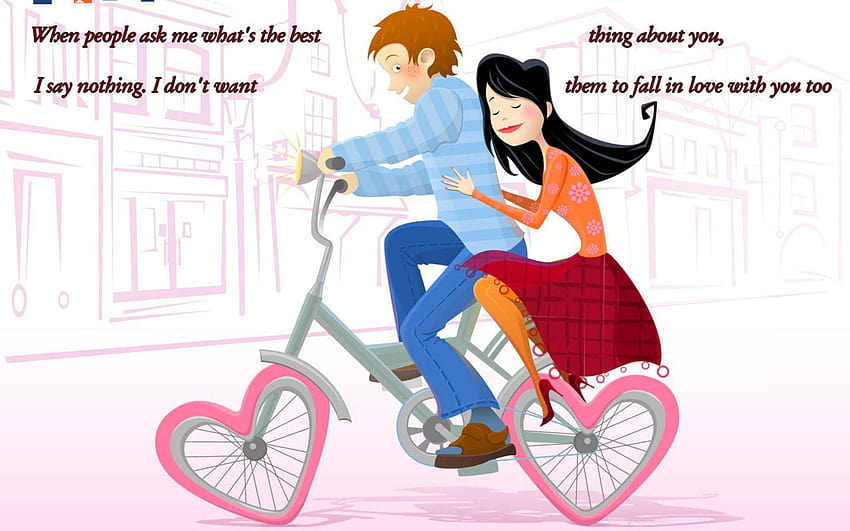 Cute Sweet Cartoon Couple Love, cinta animasi yang lucu Wallpaper HD