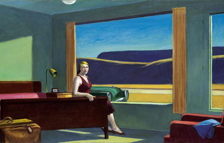 1957, Edward Hopper, Motel Barat untuk Wallpaper HD
