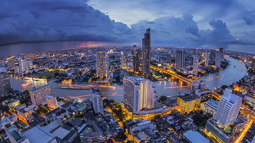 perspectiva, Tailandia, tailandés, Bangkok, ciudad, río, paisaje, cielo, edificio alto de Bangkok fondo de pantalla