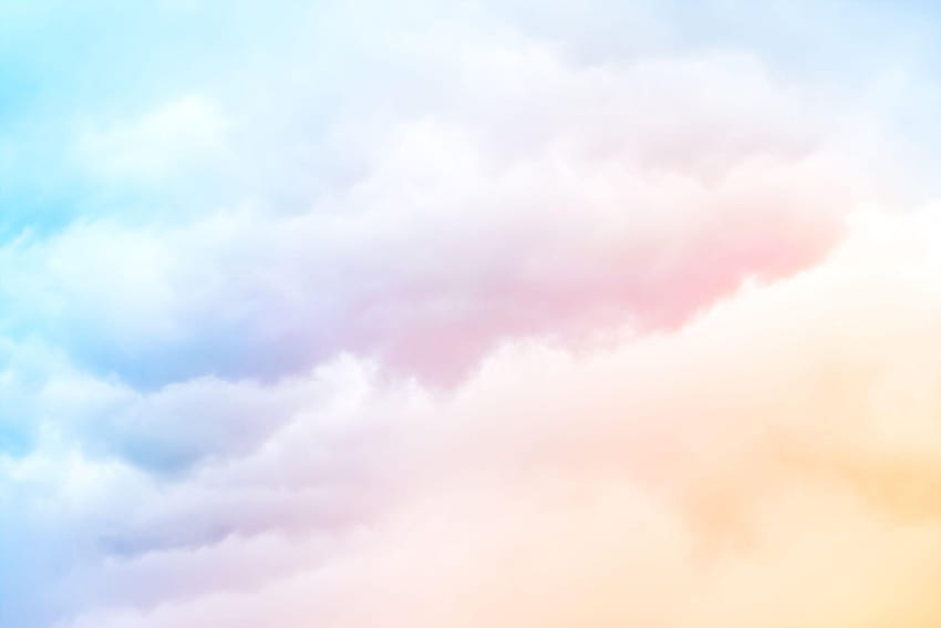 Ein weicher Wolkenhintergrund mit einem orangefarbenen pastellblauen Farbverlauf, Pastellhintergrund HD-Hintergrundbild