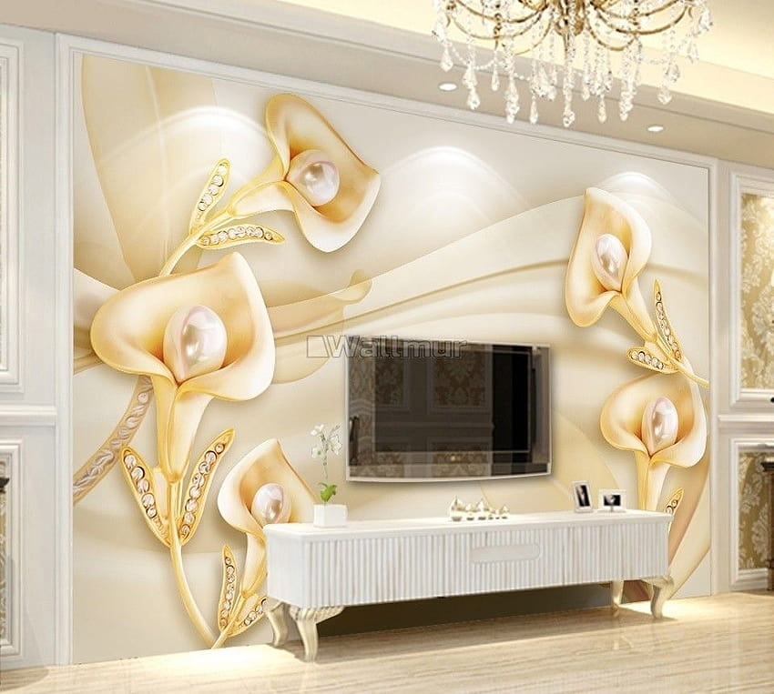 Pearl Calla Lily Floral Mural ...wallmur · In stock HD wallpaper