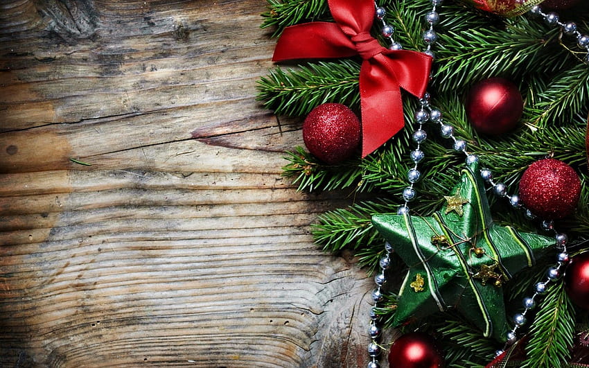 Branches Christmas Tree Fir Bow Balls Red Star Green Holiday [1680x1050] untuk , Ponsel & Tablet, cabang natal Anda Wallpaper HD