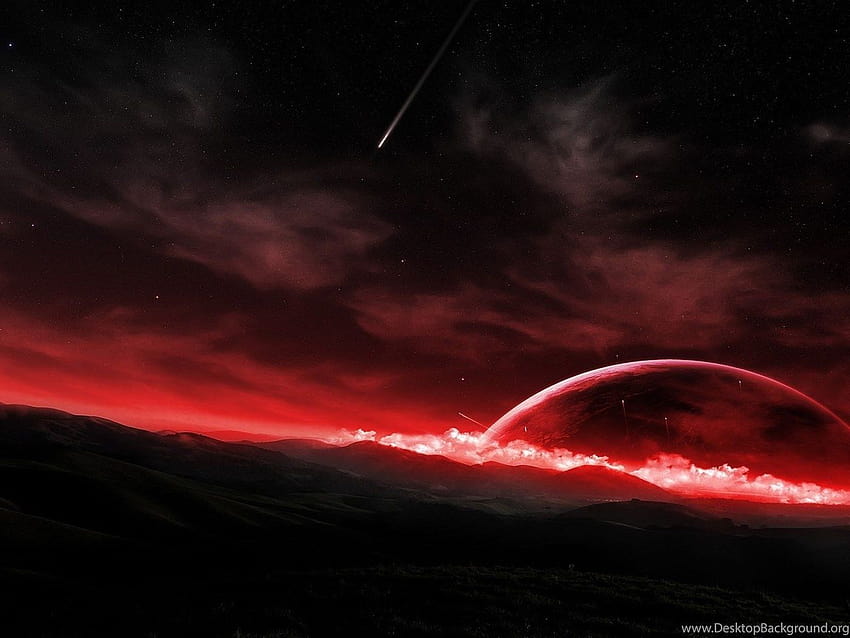 Kanlı Ay, anime kırmızı ay HD duvar kağıdı