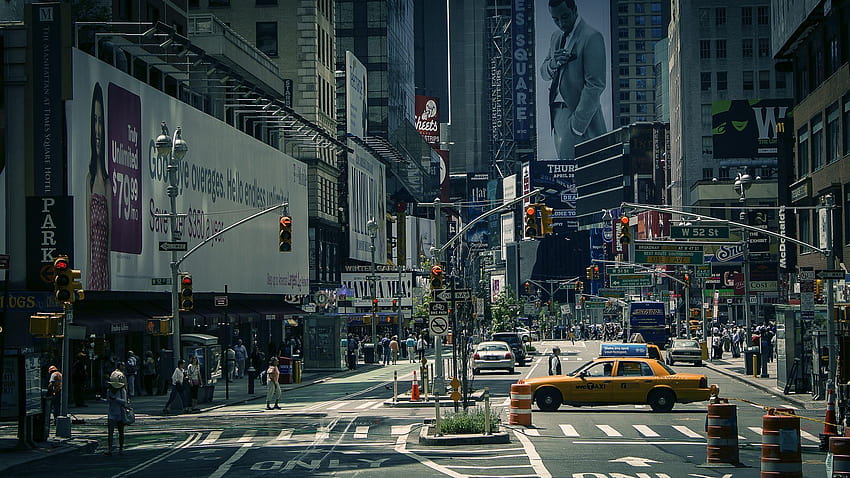 New York City USA Town square Times Square Roads 2048x1152, jalan new york Wallpaper HD