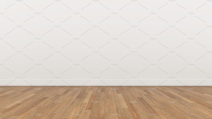 Salle vide Mur blanc et plancher en bois brun, rendu 3d Illustration Fond d'écran HD