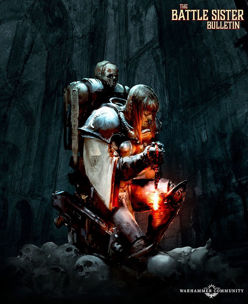 Warhammer 40K: Exhibición de ilustraciones de Sisters of Battle fondo de pantalla del teléfono