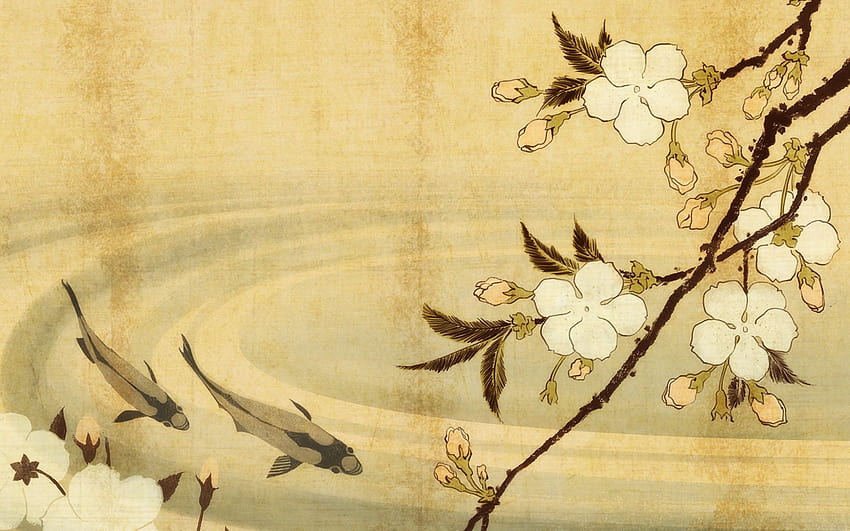 Pin on Orientalne malowanie pędzlem, japoński wzór Tapeta HD