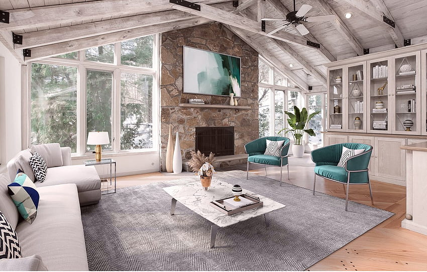 design, interior, fireplace, living room, Nantucket gray living room , section интерьер HD wallpaper