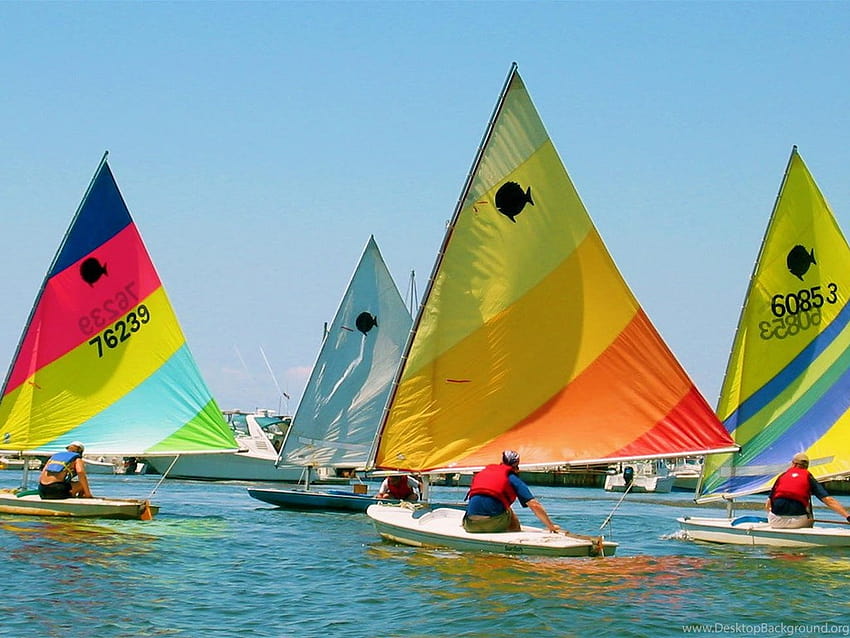 Colorful Sailboat Powerboats Sunfish Sailboats Ocean ... Backgrounds HD wallpaper