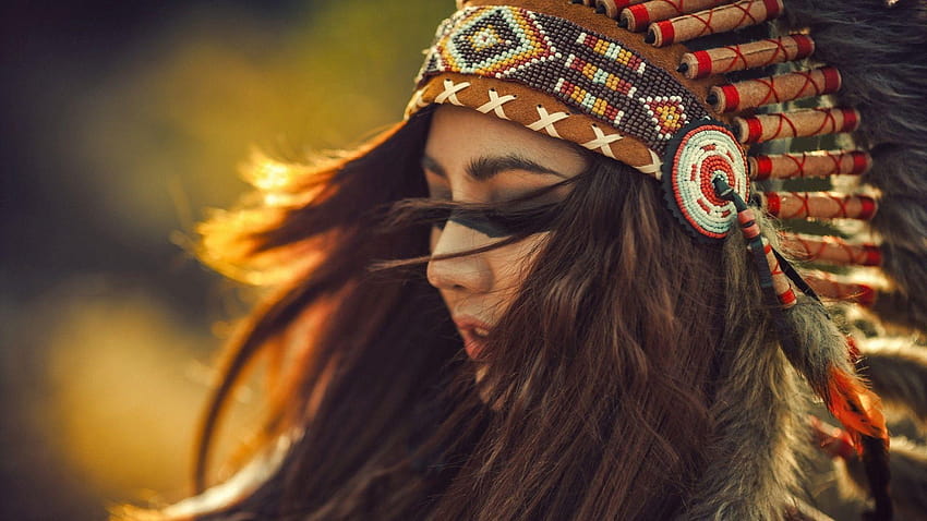 아메리카 원주민 소녀, 아메리카 원주민 머리 장식 소녀 HD 월페이퍼