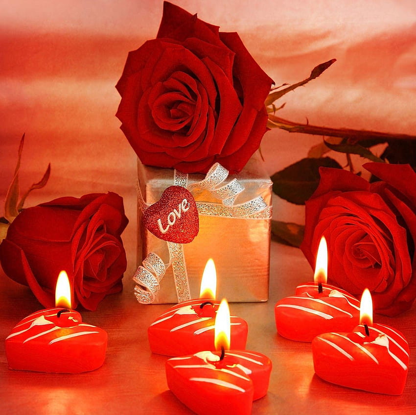 Blume: Love Flower Candles Romantic Red Rose Apple 16, Rosenliebesblume HD-Hintergrundbild