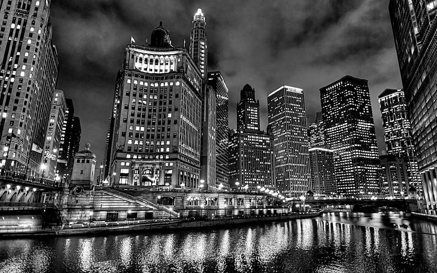 Milwaukee Skyline preto e branco, cidade de milwaukee papel de parede HD