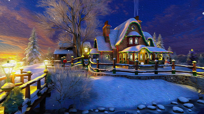 2560x1440 Christmas 2018, Cozy House, Winter, Snow for iMac 27 inch HD wallpaper