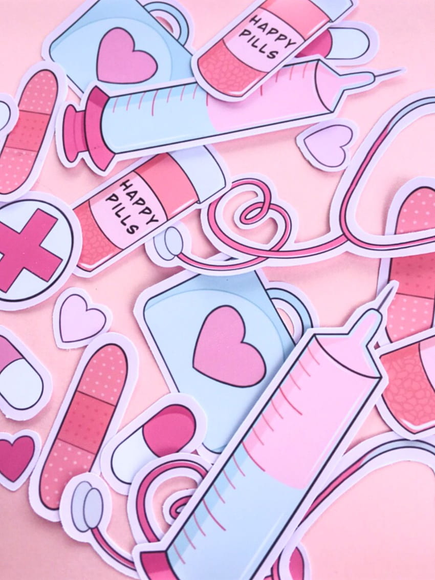 Cute Medical Themed Self Care Sticker Pack, Medizinästhetik HD-Handy-Hintergrundbild