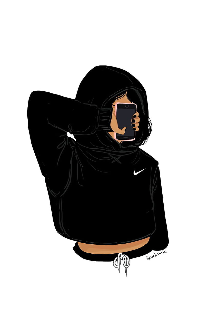 Dessin de fille noire, joli dessin animé de fille noire Fond d'écran de téléphone HD
