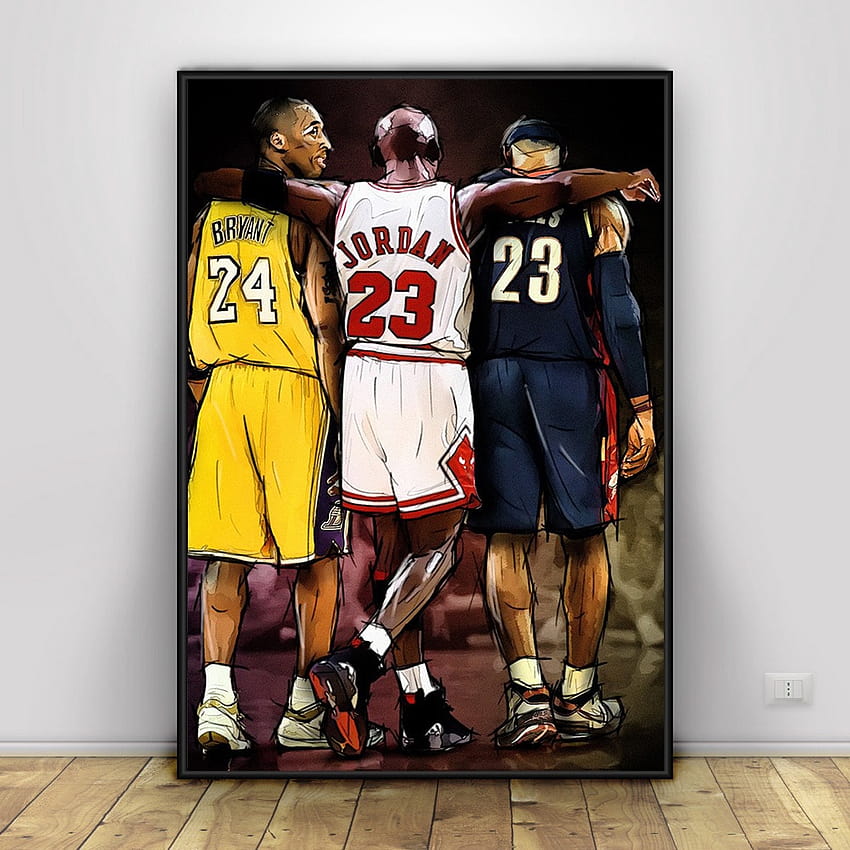 Kobe Bryant Michael LeBron James Poster Bintang Basket Dinding Seni Dinding Kanvas untuk Ruang Tamu Dekorasi Rumah Kamar Anak Laki-laki wallpaper ponsel HD
