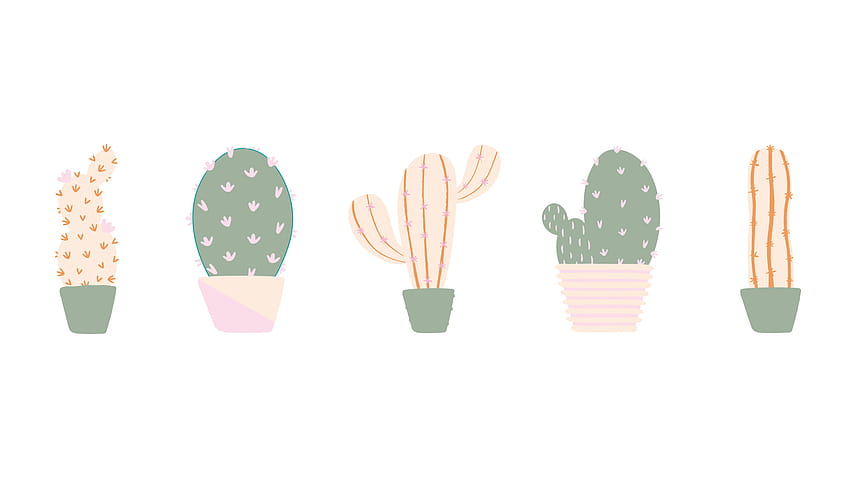 Cactus carino, cactus dei cartoni animati Sfondo HD