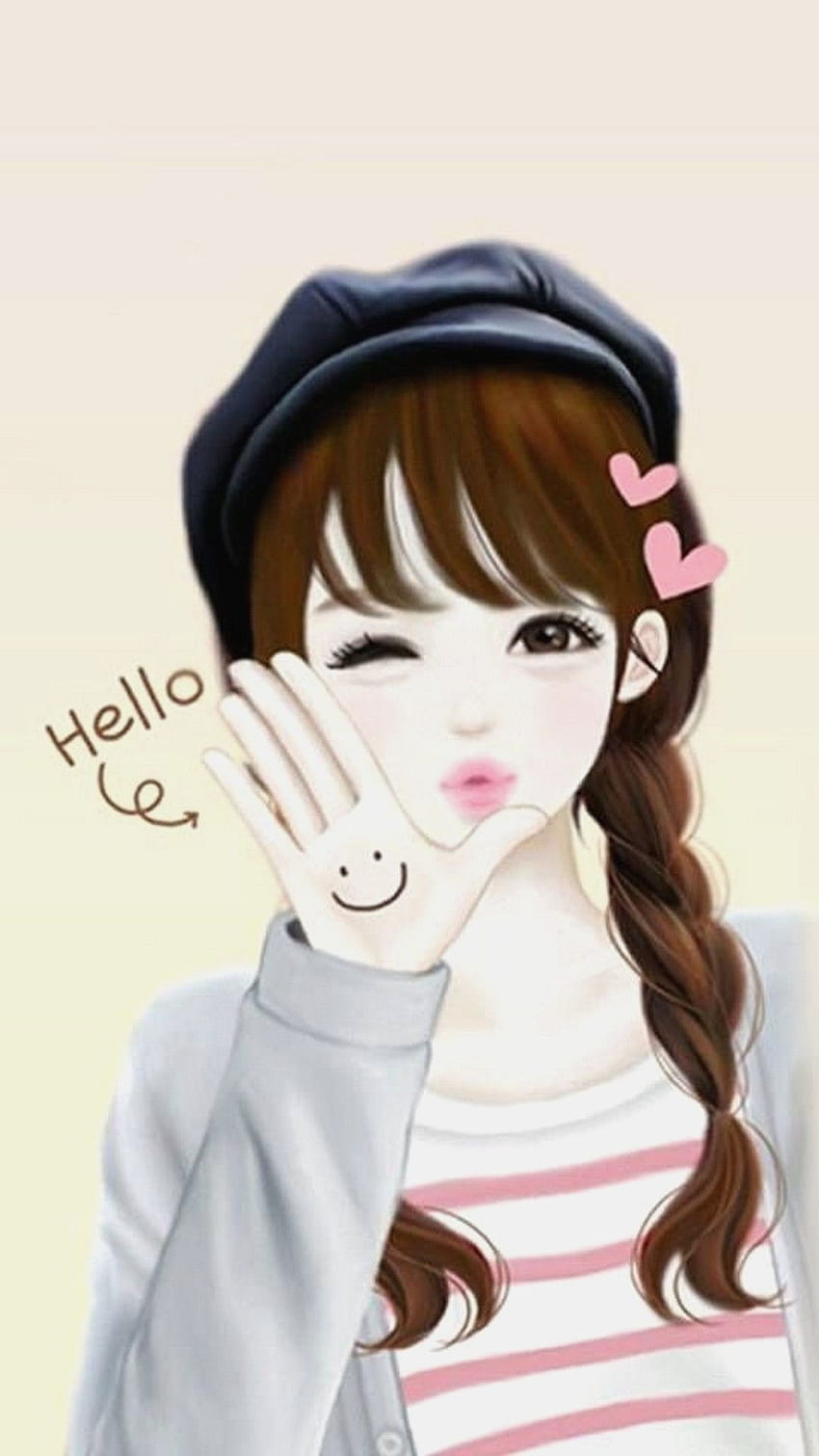 Cute Korean posted by Christopher Sellers, cute cartoon korean girl HD phone wallpaper