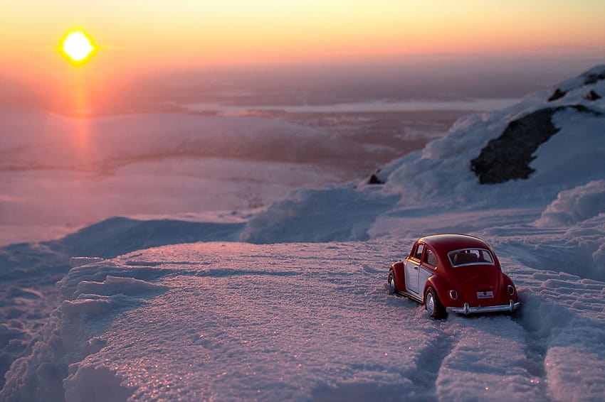 Sun Nature vintage Snow Sunrises and sunsets Cars toy, retro sun horizontal HD wallpaper