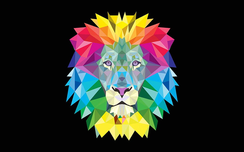 Arrière-plans Sourire Lion Art Cartoon Jaune Abstrait, lion abstrait Fond d'écran HD